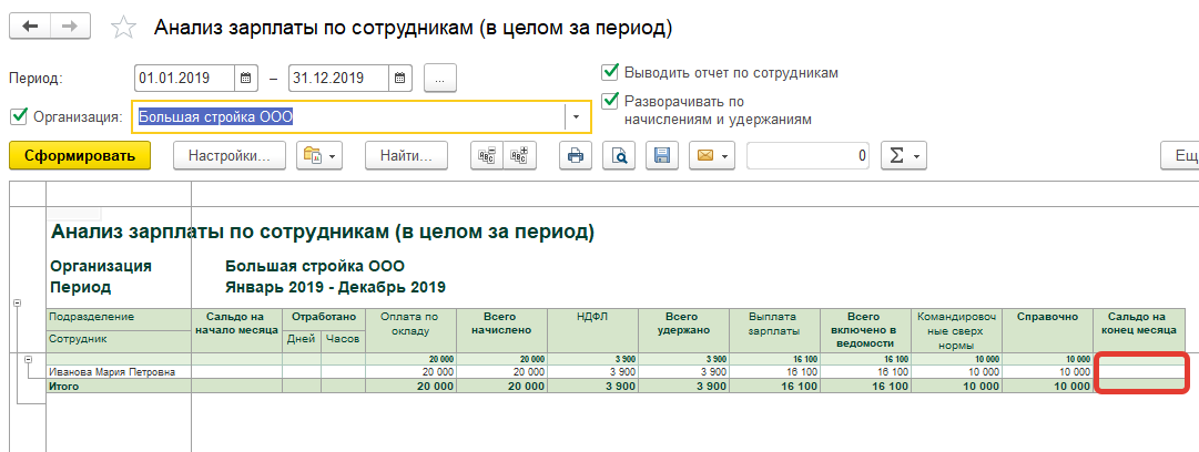 Некорректный отчет