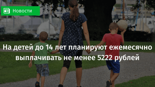 На детей до 14 лет планируют ежемесячно выплачивать не менее 5222 рублей