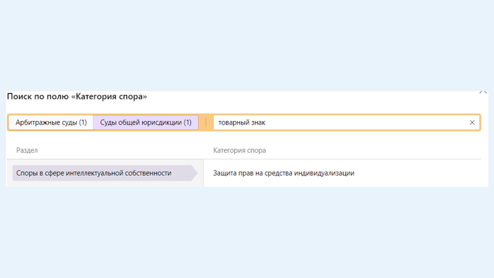 <span>Поле «Категория спора» </span>