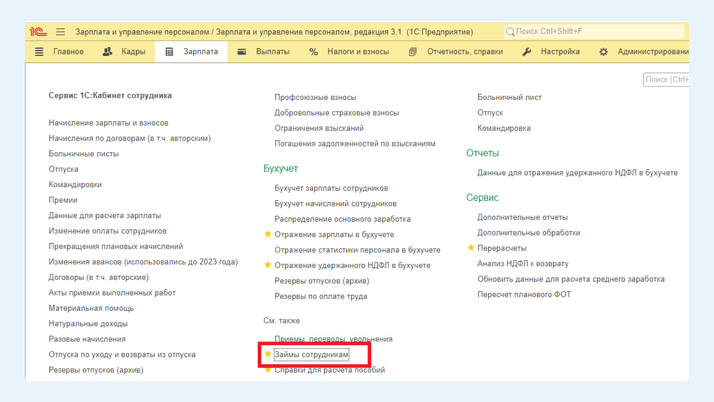 В разделе «Зарплата» указывают сумму, срок действия и порядок погашения займа
