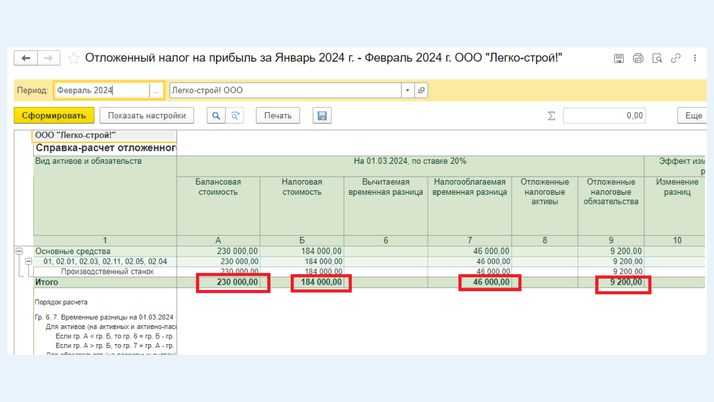 <span>Справка-расчет «Отложенный налог на прибыль»</span>