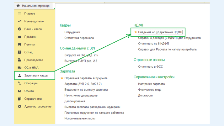 Панель раздела «Зарплаты и кадры»